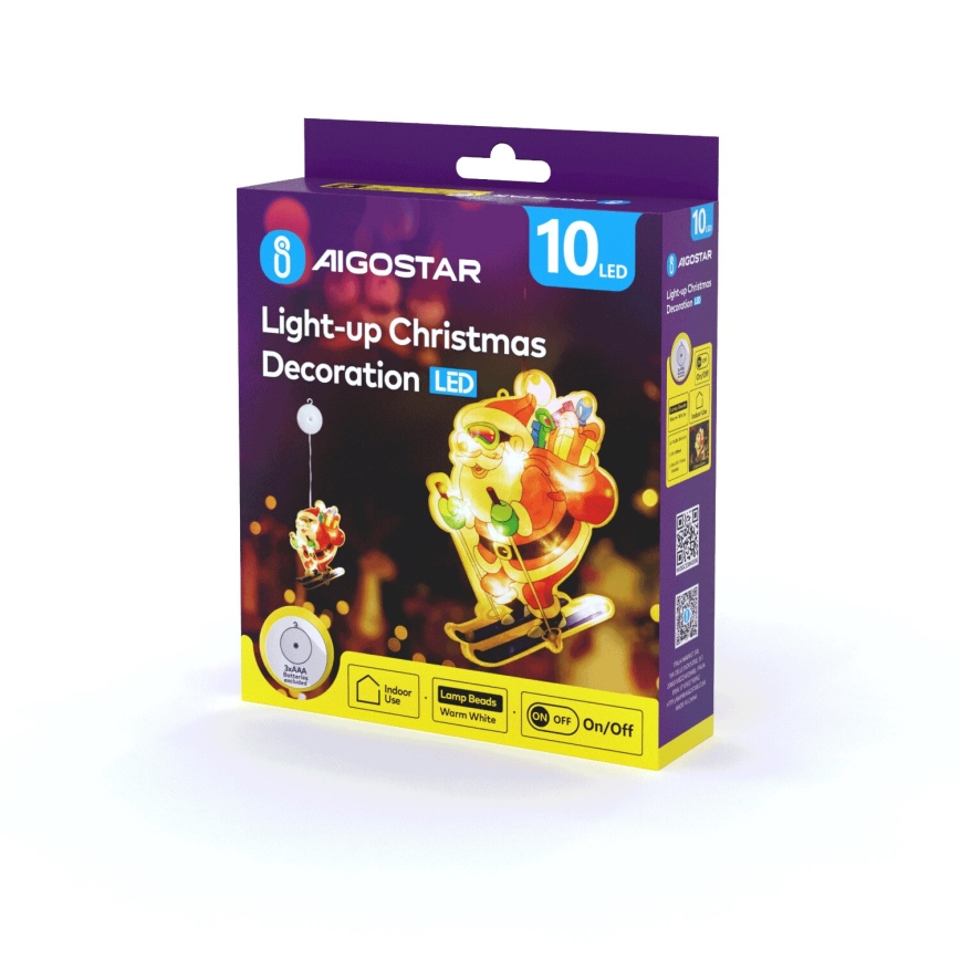 Aigostar - LED Božična dekoracija LED/3xAAA Santa on skis 23cm