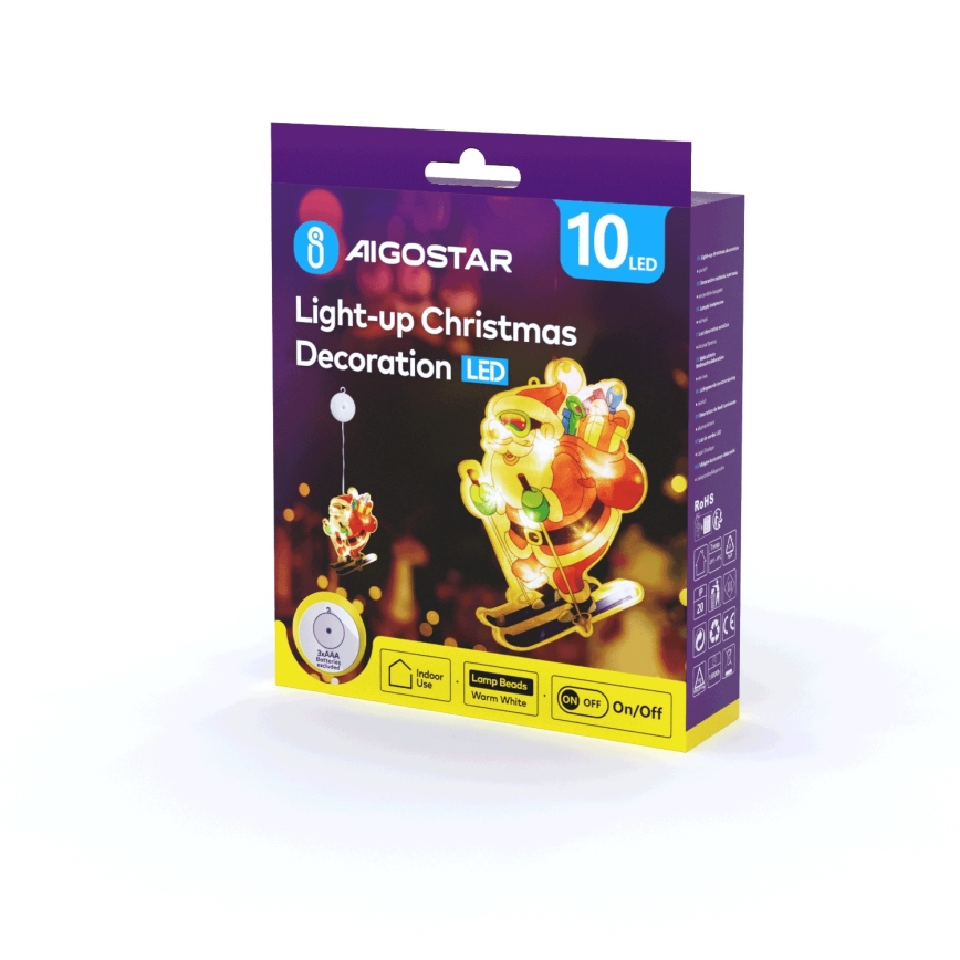 Aigostar - LED Božična dekoracija LED/3xAAA Santa on skis 23cm