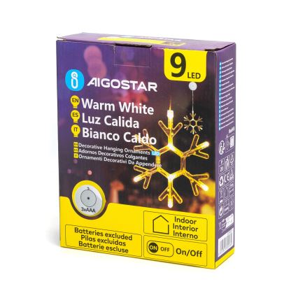 Aigostar - LED Božična dekoracija LED/3xAAA topla bela snežinka 19cm