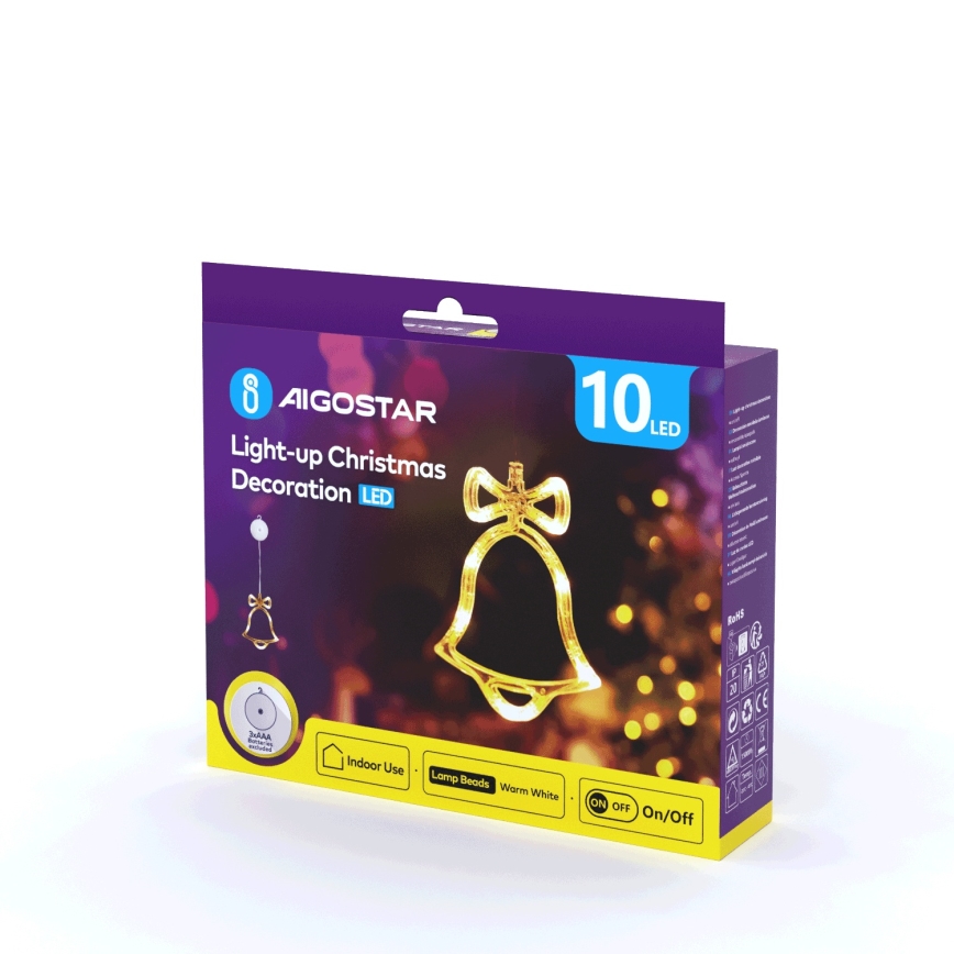 Aigostar - LED Božična dekoracija LED/3xAAA zvonec 18cm