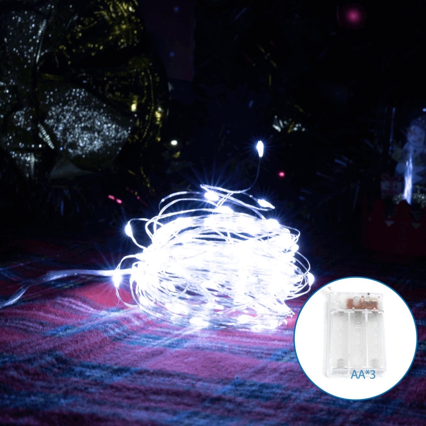 Aigostar - LED Božična veriga 100xLED/3xAA 10,3m hladno bela
