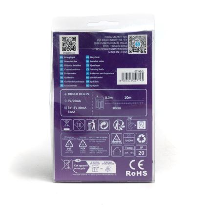 Aigostar - LED Božična veriga 100xLED/3xAA 10,3m hladno bela
