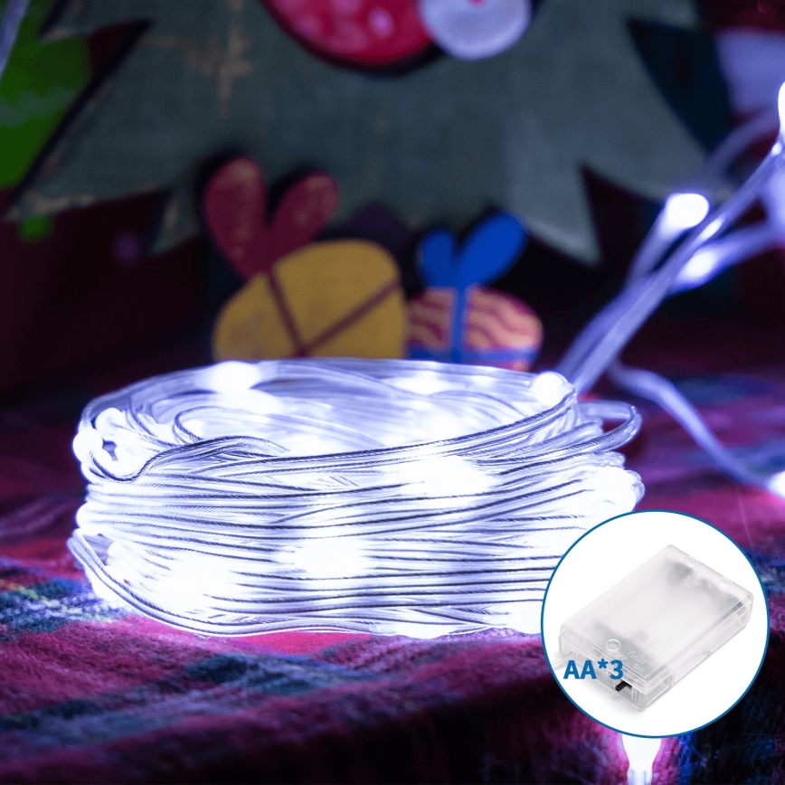 Aigostar - LED Božična veriga 100xLED/3xAA 10,3m hladno bela