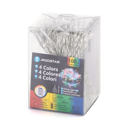 Aigostar - LED Božična veriga 100xLED/3xAA 10,3m multicolor