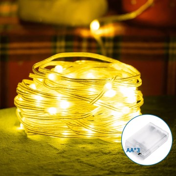 Aigostar - LED Božična veriga 100xLED/3xAA 10,3m topla bela