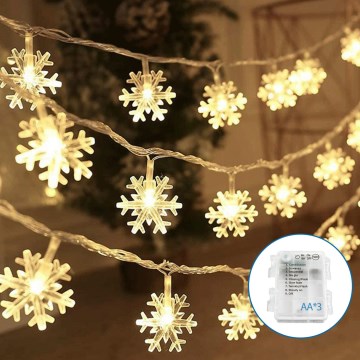 Aigostar - LED Božična veriga 20xLED/3xAA 3,3m snežinke