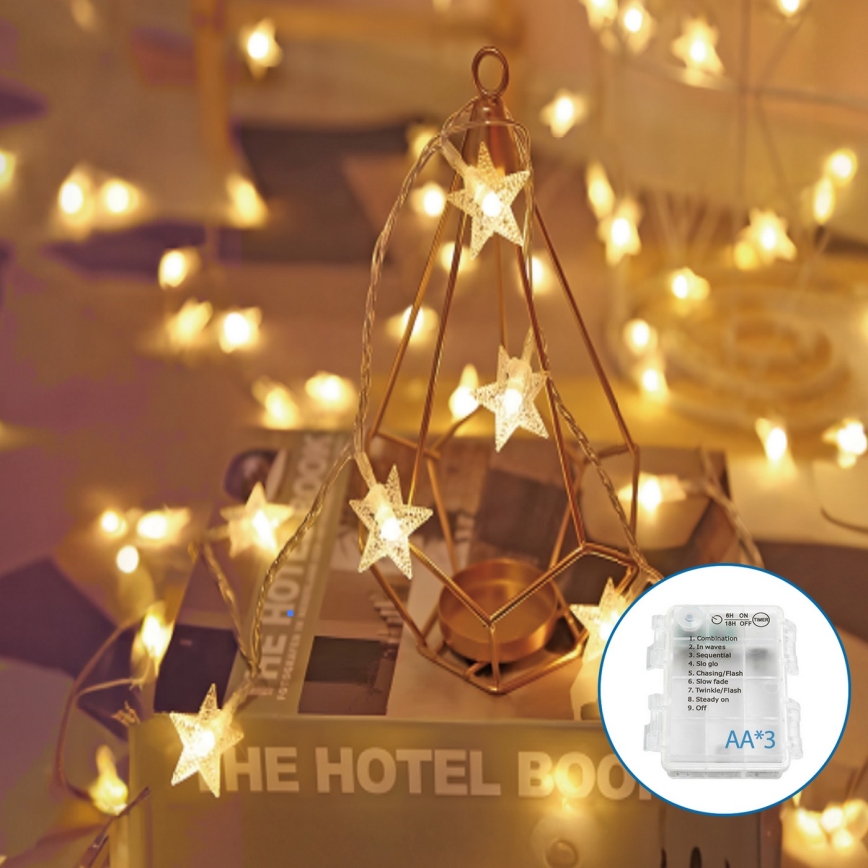 Aigostar - LED Božična veriga 20xLED/3xAA 3,3m zvezde