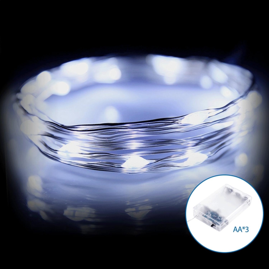 Aigostar - LED Božična veriga 50xLED/3xAA 5,3m hladna bela