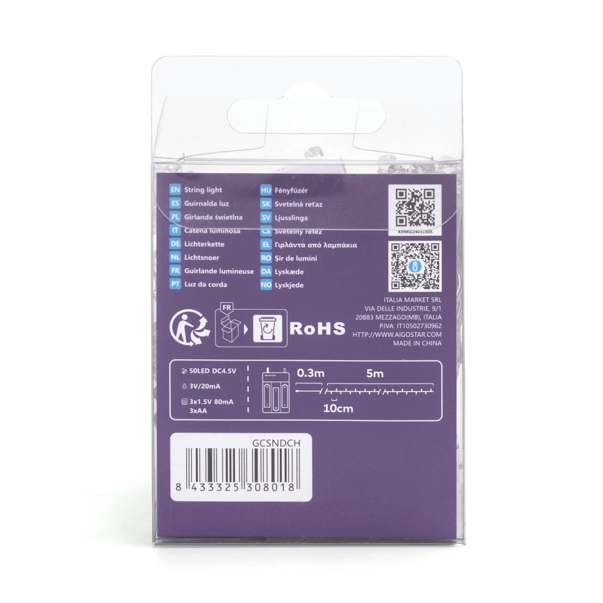 Aigostar - LED Božična veriga 50xLED/3xAA 5,3m multicolor