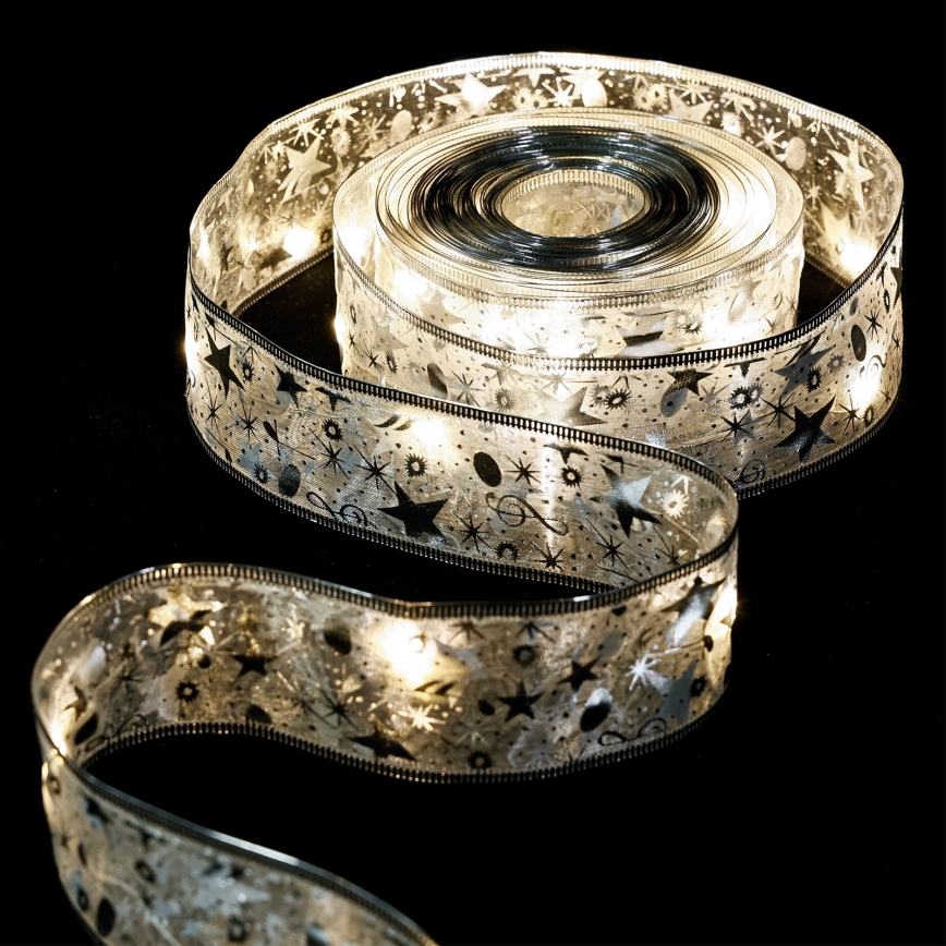 Aigostar - LED božični niz 50 LED, napajanje 3×AA, 5 m, topla bela, srebrna