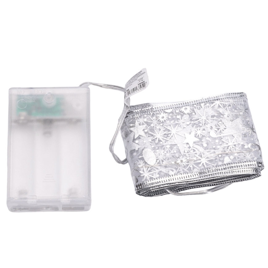 Aigostar - LED božični niz 50 LED, napajanje 3×AA, 5 m, topla bela, srebrna