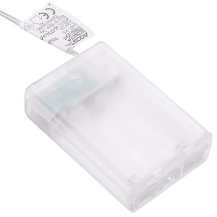 Aigostar - LED božični niz 50 LED, napajanje 3×AA, 5 m, topla bela, srebrna