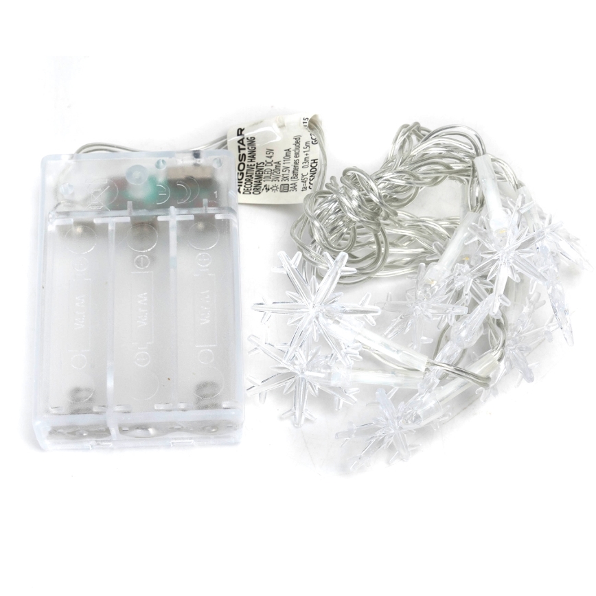 Aigostar - LED božični niz 10xLED/3xAA 1,5 m, topla bela, snežinke