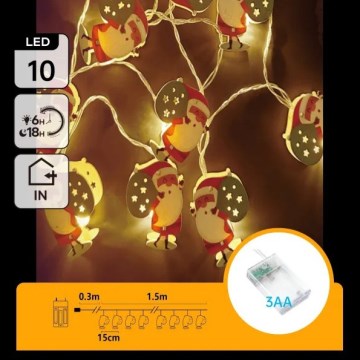 Aigostar - LED božični niz 10xLED/3xAA 1,5m topla bela Santa Claus