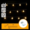 Aigostar - LED božični niz 10xLED/3xAA 1,5m topla bela snežinke