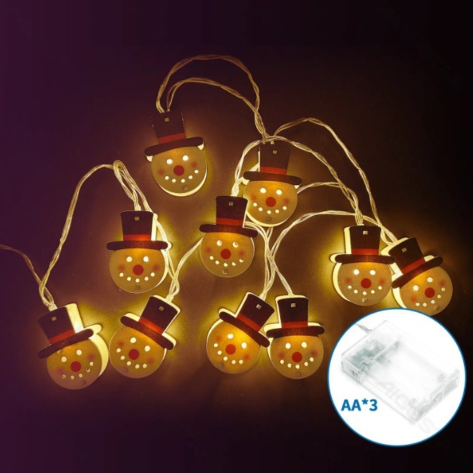 Aigostar - LED božični niz 10×LED/3×AA, 1,5 m, topla bela, snežak