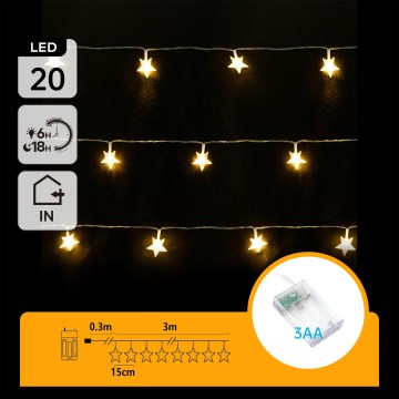 Aigostar - LED božični niz 20xLED/3xAA 3,3m zvezde