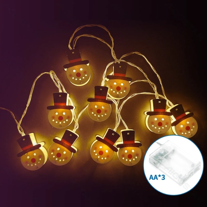 Aigostar - LED božični niz 20xLED/3xAA, 3 m, topla bela, v obliki snežaka