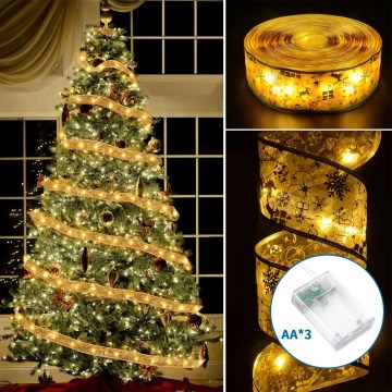 Aigostar - LED božični niz 50xLED/3xAA 5m topla bela zlata
