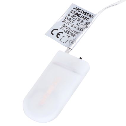 Aigostar - LED božični niz luči 20xLED/2xCR2032 2m multicolor