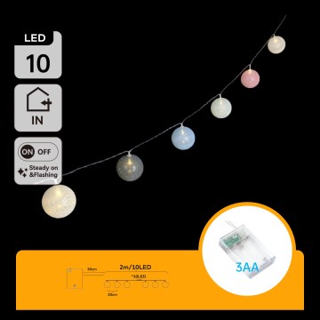 Aigostar - LED božični niz lučk 10xLED/3xAA 2m topla bela