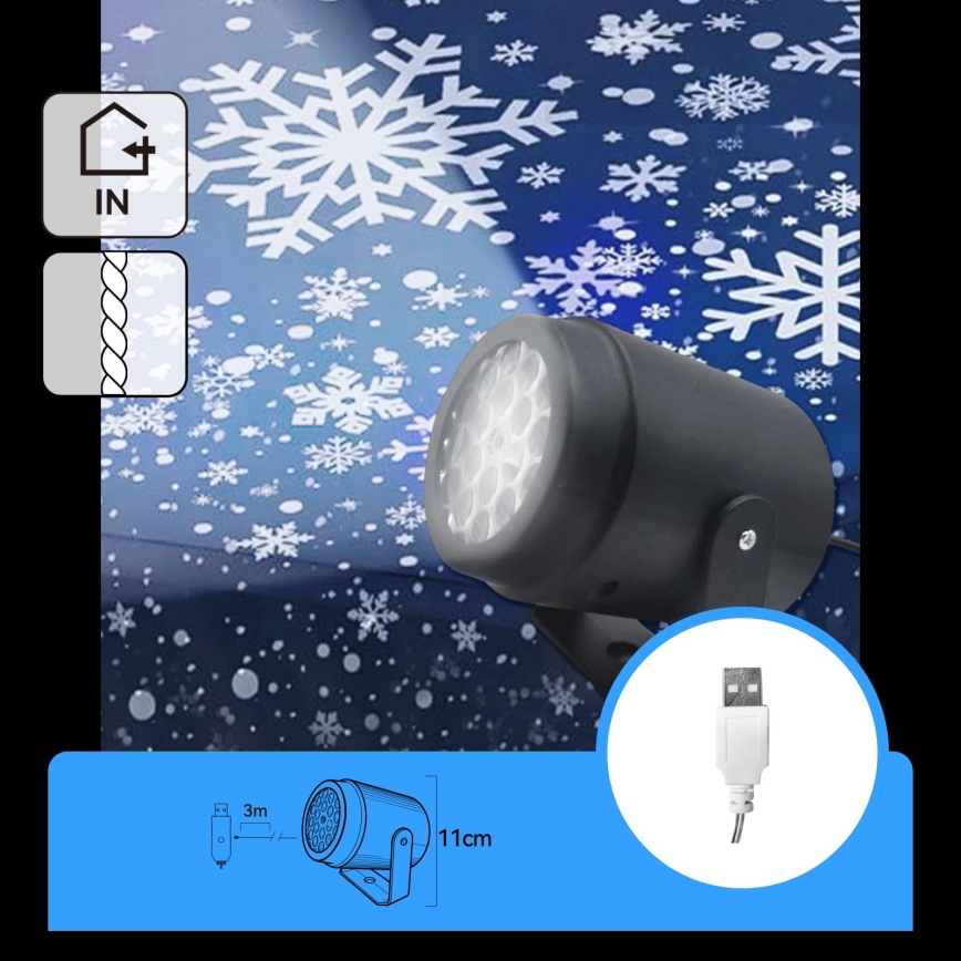 Aigostar - LED Božični projektor snežink LED/5W/230V hladna bela