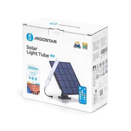 Aigostar - LED Zatemnitvena cev s solarnim panelom LED/3,2V 3000K/4000K/6500K IP65 5000 mAh + Daljinski upravljalnik