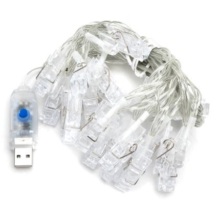 Aigostar - LED dekorativni niz 20xLED/5W/USB 6 m topla bela