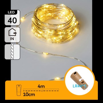 Aigostar - LED dekorativni niz z zamaškom za steklenico 40xLED/3xLR44 4m topla bela