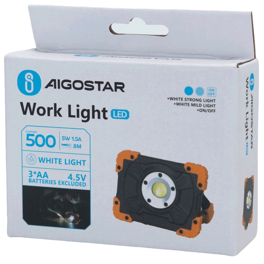Aigostar - LED delovna svetilka LED/5W/3xAA 6500K IP44