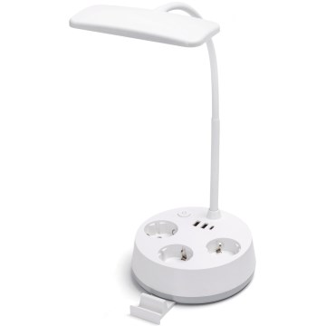 Aigostar - LED Dimmable namizna svetilka z vtičnicami in USB LED/4,6W/230V 3000/4000/6500K bela