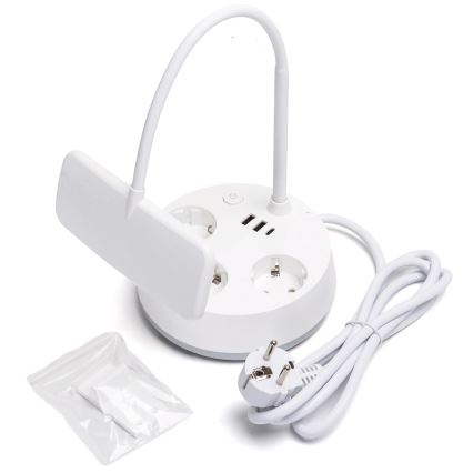 Aigostar - LED Dimmable namizna svetilka z vtičnicami in USB LED/4,6W/230V 3000/4000/6500K bela