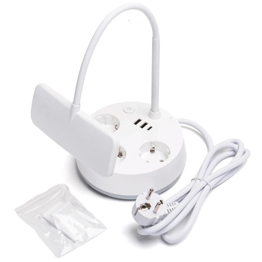 Aigostar - LED Dimmable namizna svetilka z vtičnicami in USB LED/4,6W/230V 3000/4000/6500K bela