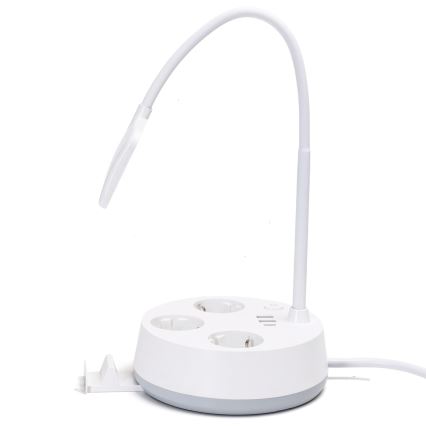 Aigostar - LED Dimmable namizna svetilka z vtičnicami in USB LED/4,6W/230V 3000/4000/6500K bela