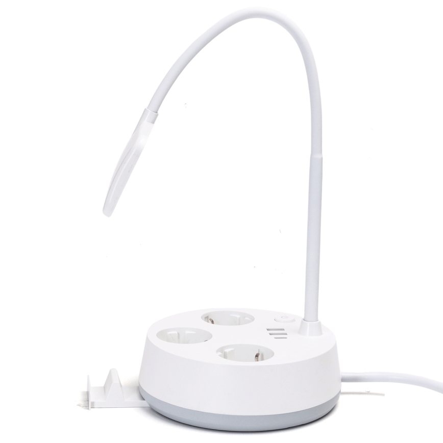 Aigostar - LED Dimmable namizna svetilka z vtičnicami in USB LED/4,6W/230V 3000/4000/6500K bela