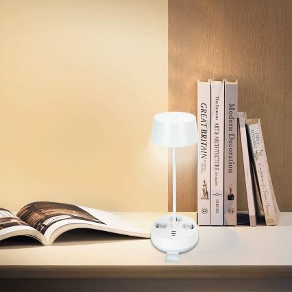 Aigostar - LED Dimmable namizna svetilka z vtičnicami in USB LED/4,6W/230V 3000/4000/6500K bela