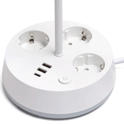 Aigostar - LED Dimmable namizna svetilka z vtičnicami in USB LED/4,6W/230V 3000/4000/6500K bela