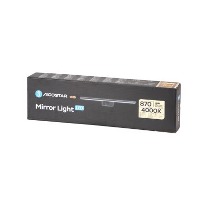 Aigostar - LED Kopalniška luč za osvetlitev ogledala LED/8W/230V 4000K 40 cm IP44 črna