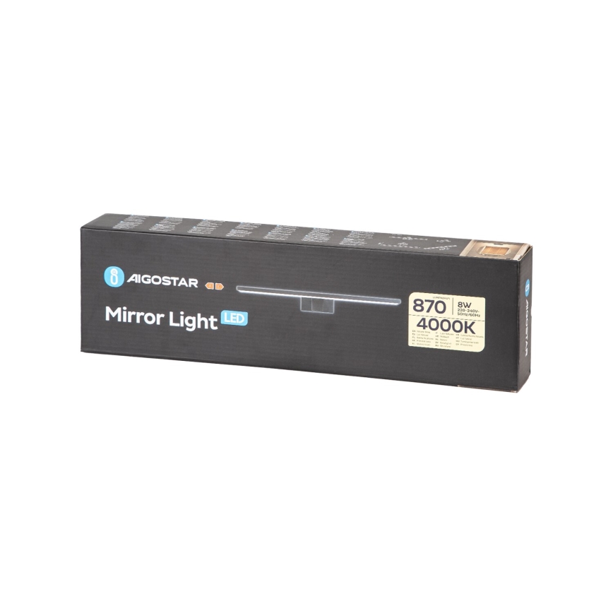 Aigostar - LED Kopalniška luč za osvetlitev ogledala LED/8W/230V 4000K 40 cm IP44 črna