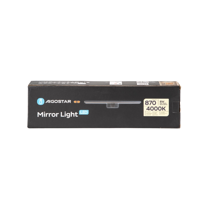 Aigostar - LED Kopalniška luč za osvetlitev ogledala LED/8W/230V 4000K 40 cm IP44 črna