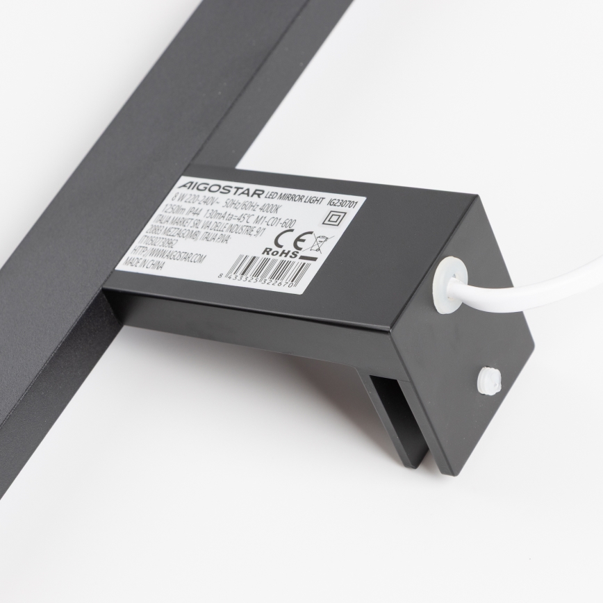 Aigostar - LED kopalniška osvetlitev za ogledalo LED/8W/230V 4000K 40 cm IP44 črna