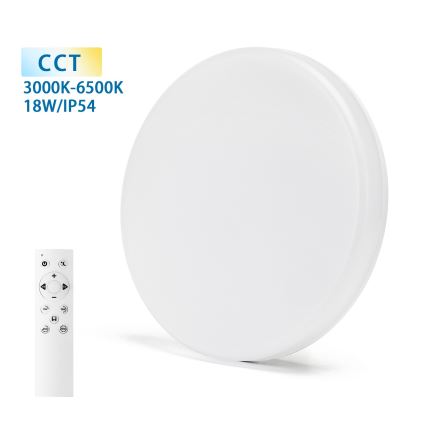 Aigostar - LED Kopalniška zatemnitvena stropna svetilka LED/18W/230V 3000-6000K IP54 + Daljinski upravljalnik