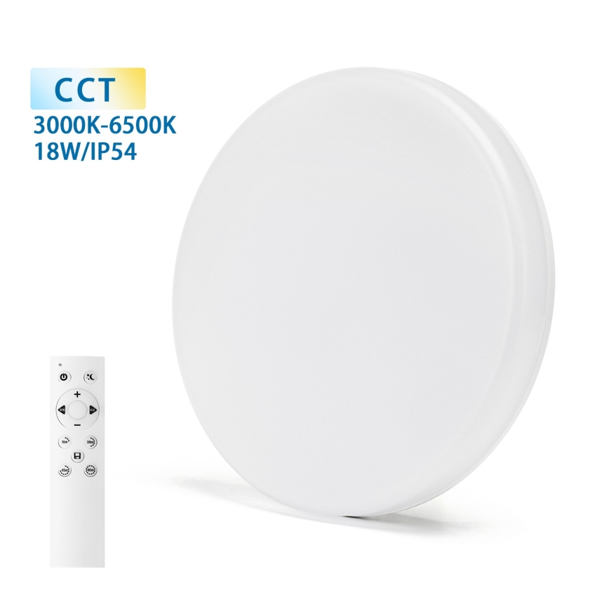 Aigostar - LED Kopalniška zatemnitvena stropna svetilka LED/18W/230V 3000-6000K IP54 + Daljinski upravljalnik