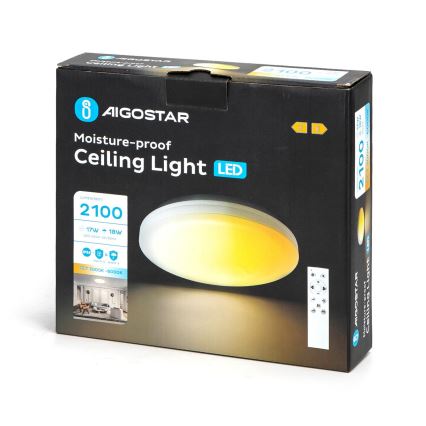 Aigostar - LED Kopalniška stropna svetilka LED/18W/230V 3000-6000K IP54 + Daljinski upravljalnik