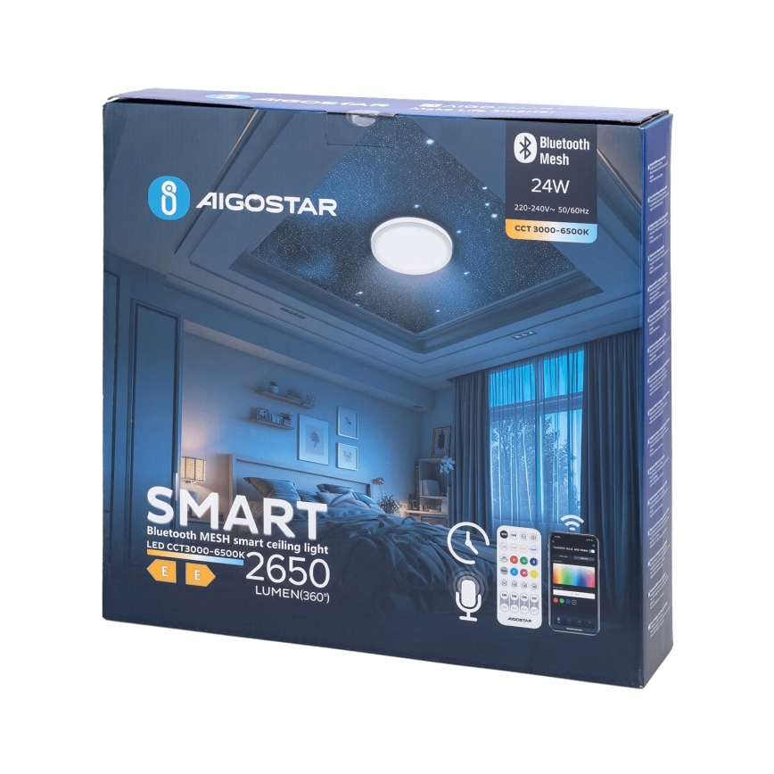 Aigostar - LED Kopalniška stropna svetilka MESH LED/24W/230V 3000-6500K IP44 + Daljinski upravljalnik