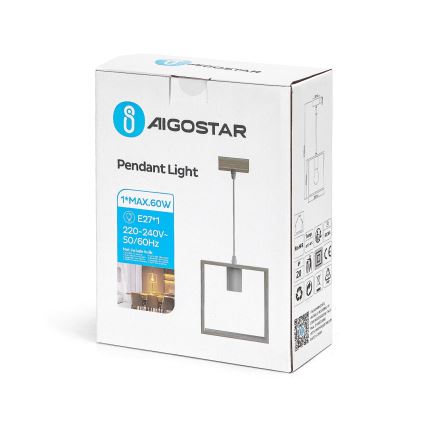 Aigostar - LED leseni viseči lestenec na kablu 1xE27/9W/230V, 2200K, iz borovine