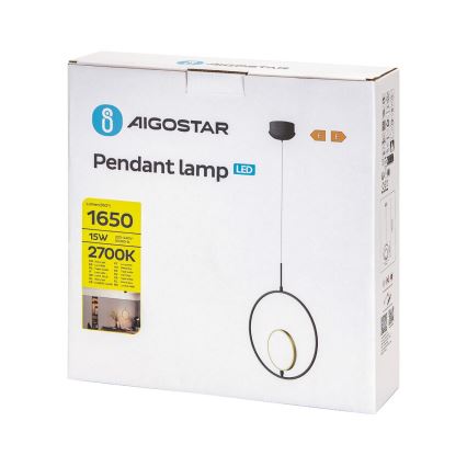 Aigostar - LED Lestenec na vrvici LED/15W/230V 6500K črna/zlata