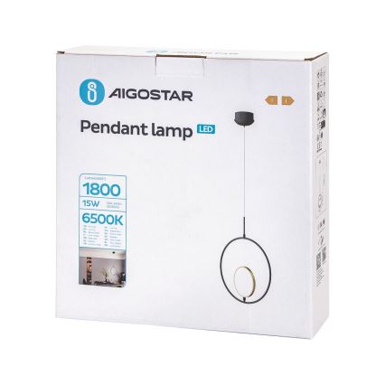 Aigostar - LED Lestenec na vrvici LED/15W/230V 6500K črna/zlata