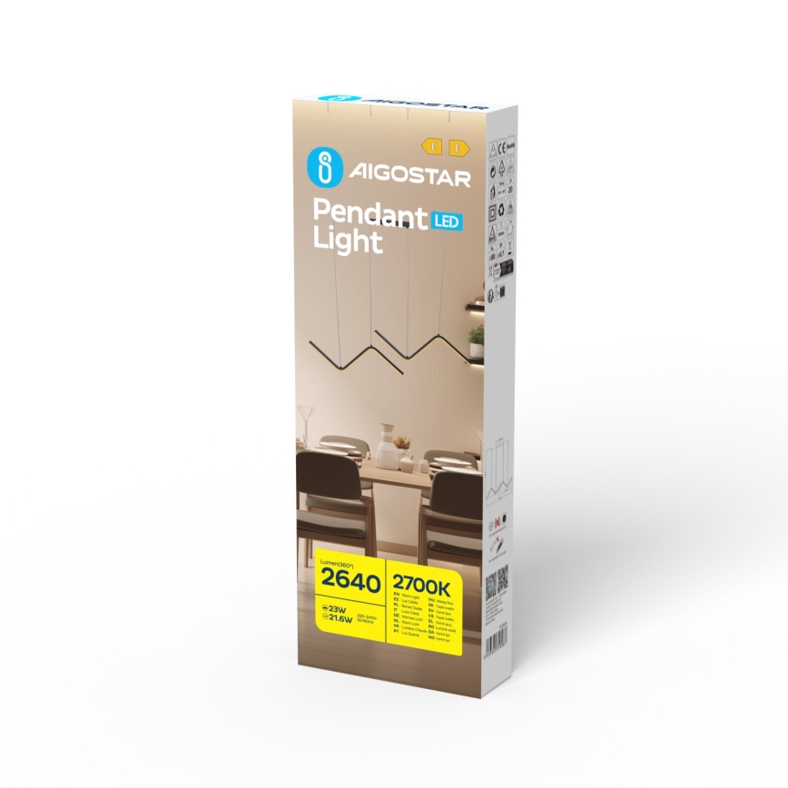 Aigostar - LED Lestenec na vrvici LED/23W/230V 2700K