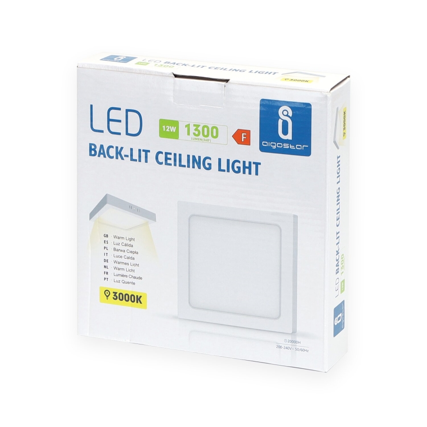 Aigostar - LED Nadgradna stropna svetilka LED/12W/230V 17,3x17,3 cm 3000K bela